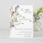 Moderner floraler Boho | Hochzeit von Wildblumen Einladung (Stehend Vorderseite)