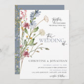 Moderner floraler Boho | Hochzeit von Wildblumen Einladung (Vorne/Hinten)