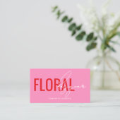 Moderner floraler Designer QR-Code pink Visitenkarte (Stehend Vorderseite)