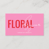 Moderner floraler Designer QR-Code pink Visitenkarte (Vorderseite)
