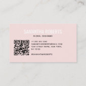 Moderner floraler Designer QR-Code rosé Visitenkarte (Rückseite)