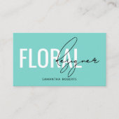 Moderner floraler Designer QR-Code teal Visitenkarte (Vorderseite)