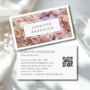 Moderner floraler QR-Code Visitenkarte