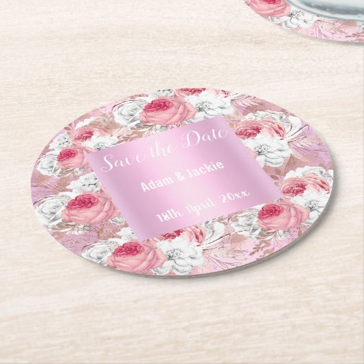 MODERNER FLORALPINK SAVE THE DATE UNTERSETZER (Angewinkelt)