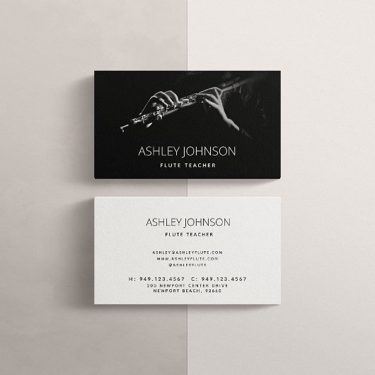 Moderner Flutlehrer Soloist Black & White Foto Visitenkarte