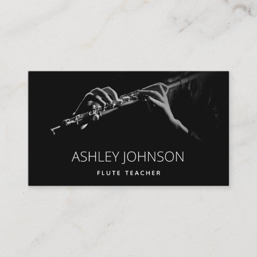 Moderner Flutlehrer Soloist Black & White Foto Visitenkarte (Vorderseite)