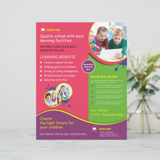 Moderner Flyer für den Schulbesuch (Stehend Vorderseite)