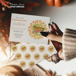 Moderner Foliage Mandala Erntedank Einladung