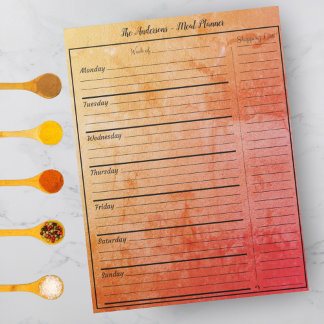 Moderner Food Meal Planner - Trendy Textured Retro Notizblock