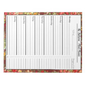 Moderner Food-Meet-Planner - Burgundy Chintz Flora Notizblock (Vorderseite)