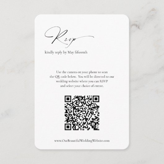 Moderner formaler QR-Code Elegante Hochzeit RSVP Karte (Vorderseite)