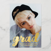 Moderner Foto Abschluss Black Gold Folieneinladung (Vorderseite)