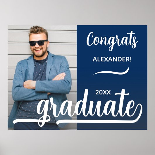 Moderner Foto Abschluss Blau Poster (Vorne)