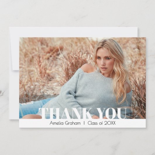 Moderner Foto Abschluss Danke Karte (Vorderseite)