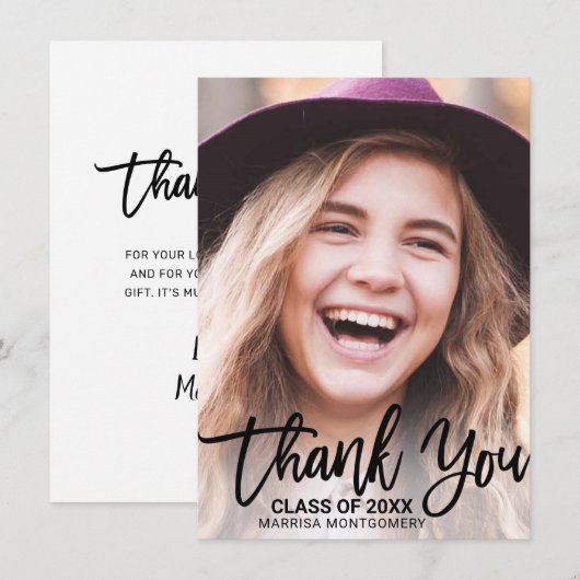 Moderner Foto-Abschluss Dankeskarte (Vorne/Hinten)