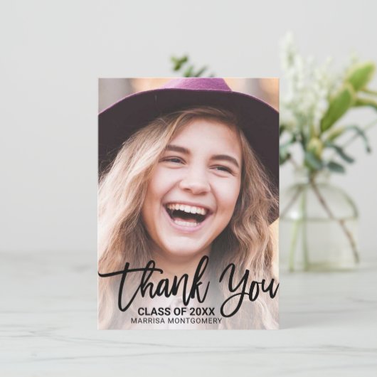 Moderner Foto-Abschluss Dankeskarte (Stehend Vorderseite)