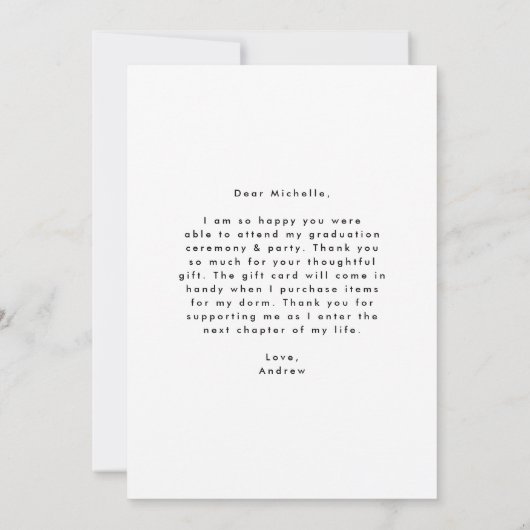 Moderner Foto Abschluss Dankeskarte (Rückseite)