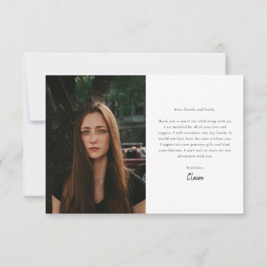 Moderner Foto Abschluss Dankeskarte (Rückseite)