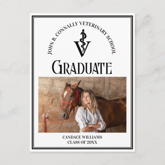 Moderner Foto-Abschluss der Black Veterinary Schoo Postkarte (Vorderseite)