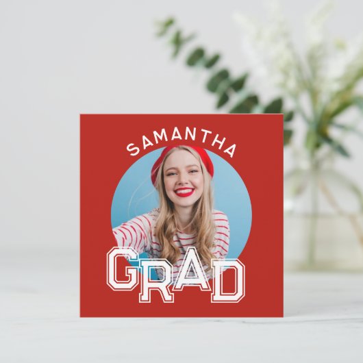 Moderner Foto-Abschluss der High School Einladung (Stehend Vorderseite)