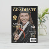 Moderner Foto-Abschluss der Zeitschrift Black and  Einladung (Stehend Vorderseite)