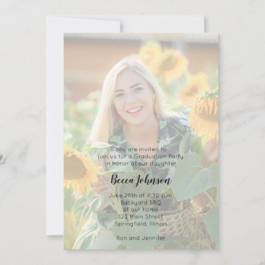 Moderner Foto Abschluss Einladung (Rückseite)