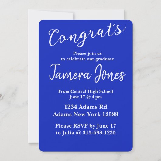 Moderner Foto Abschluss Einladung (Rückseite)