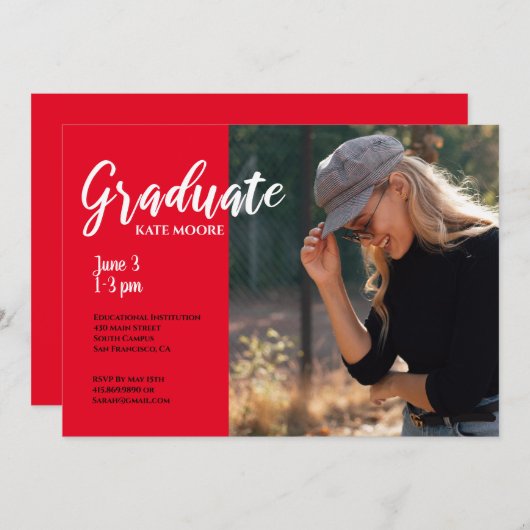Moderner Foto Abschluss Einladung (Vorne/Hinten)
