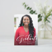 Moderner Foto Abschluss Einladungspostkarte (Stehend Vorderseite)