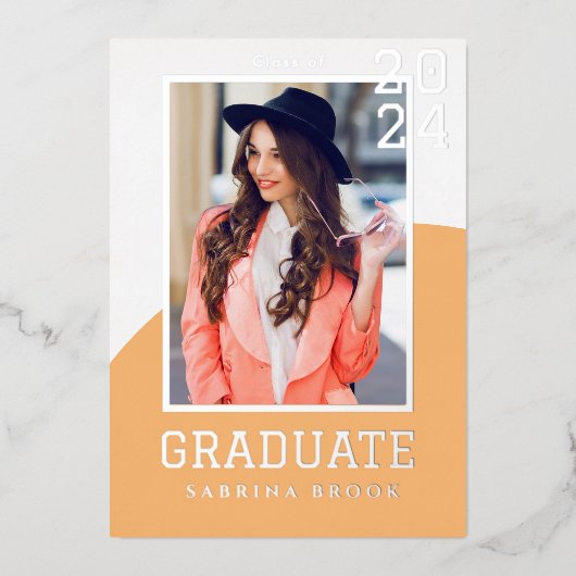 Moderner Foto Abschluss Folieneinladung (Vorderseite)