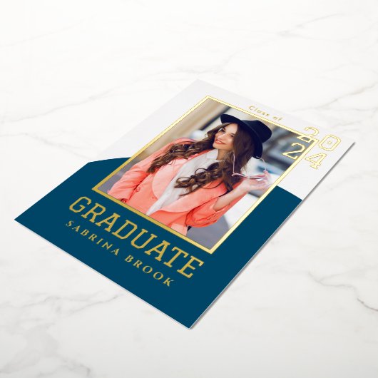 Moderner Foto Abschluss Folieneinladung (Gedreht)