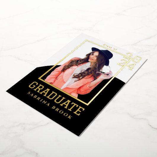 Moderner Foto Abschluss Folieneinladung (Gedreht)