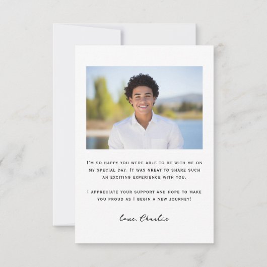 Moderner Foto-Abschluss für einfache Typografie Dankeskarte (Rückseite)