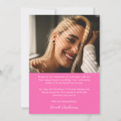 Moderner Foto-Abschluss für Graduate Hot Pink Dankeskarte (Rückseite)