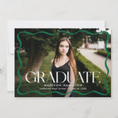 Moderner Foto-Abschluss für Green Wavy Frame Gradu Ankündigung (Vorderseite)