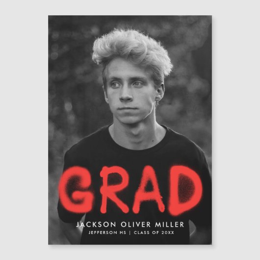 Moderner Foto-Abschluss für Rote Spray-Malerei Magneteinladung (Vorderseite)