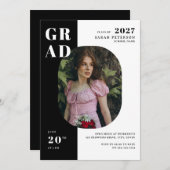 Moderner Foto-Abschluss für Schwarz/Weiß Einladung (Vorne/Hinten)