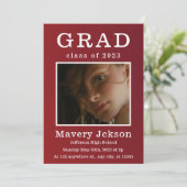 Moderner Foto-Abschluss für Script-Graduate Einladung (Stehend Vorderseite)