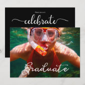 Moderner Foto-Abschluss für Script-Graduate Einladung (Vorne/Hinten)