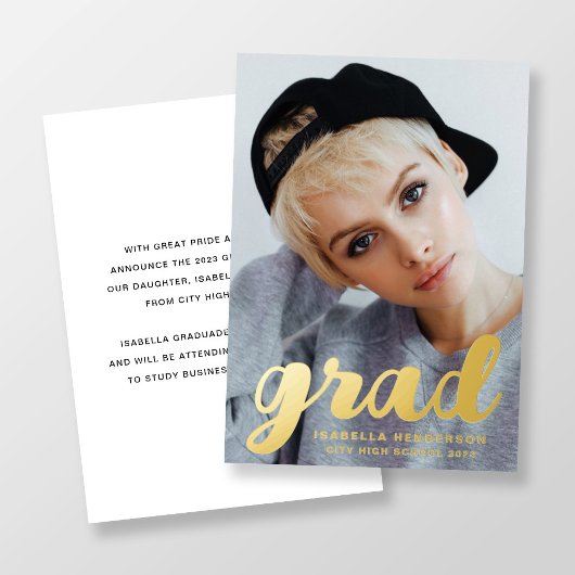 Moderner Foto Abschluss Gold Folieneinladung