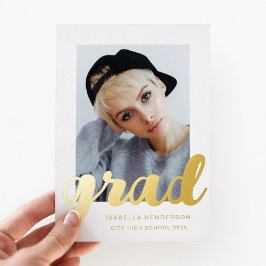 Moderner Foto Abschluss Gold Folieneinladung