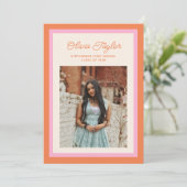 Moderner Foto Abschluss in Rosa und Orange Ankündigung (Stehend Vorderseite)