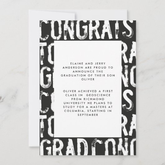 Moderner Foto Abschluss inv Einladung (Rückseite)