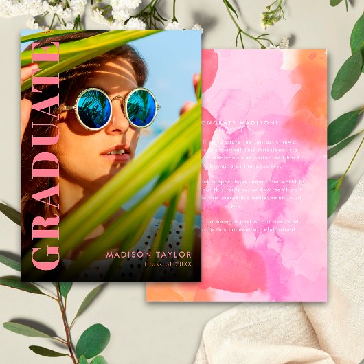 Moderner Foto-Abschluss mit rosa und orangefarbene Ankündigung