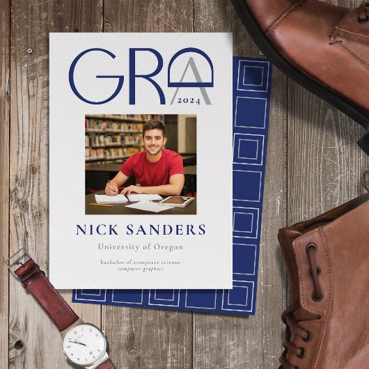 Moderner Foto Abschluss Uni Blue Gray Ankündigung