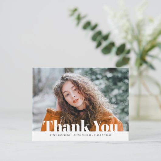 Moderner Foto Abschluss Vielen Dank Postkarte (Stehend Vorderseite)