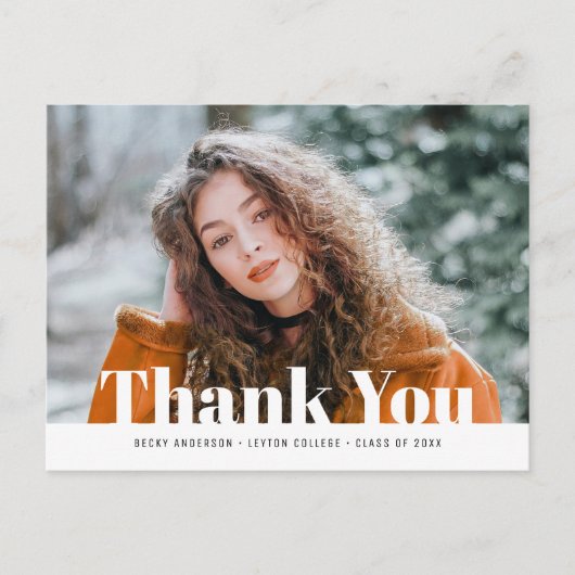 Moderner Foto Abschluss Vielen Dank Postkarte (Vorderseite)