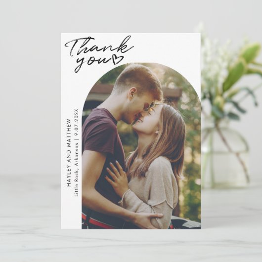 Moderner Foto Arch 2 Dankeskarte (Stehend Vorderseite)