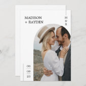 Moderner Foto Arch Einfache Minimalistische Hochze Einladung (Vorne/Hinten)