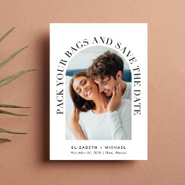 Moderner Foto Arch QR Code Hochzeit in Urlaubsort Save The Date